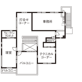 【浜松市｜サーラ住宅】床下も屋根裏も有効活用。ベランピングもできるルーフガーデンに注目＜浜松展示場＞の間取り図(２階)