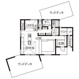 「Afternoon Tea HOUSE」大分市モデルハウスの間取り図(1階)