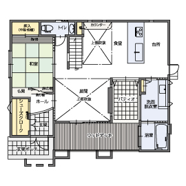 【北九州市八幡西区】昭和住宅のコンセプトハウスの間取り図(1階)