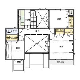 【北九州市八幡西区】昭和住宅のコンセプトハウスの間取り図(2階)