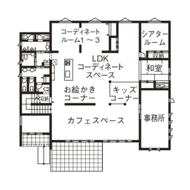 木の花ホームデジタルスタジオ／宇都宮市西川田／デジタル技術を利用した新しい家づくりとは？の間取り図(1階)