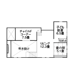 【稲沢市】アッシュホームモデルハウス「大収納＆スキップフロアが暮らし心地を変える」の間取り図(2階)