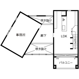 クレバリーホーム城東・新宿【新宿モデルハウス】東京で住む。を追求した豊かな狭小住宅の間取り図(2階)