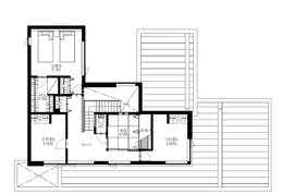 【旭川市 東光 13 条 ファインホーム 】UA値0.20C値0.2の高性能住宅。上質な暮らしを叶えるガレージハウスの間取り図(2階)