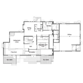 スウェーデンハウス 新潟モデルハウスの間取り図(1階)