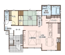 上田市/御所モデルハウス「テクノストラクチャー」の間取り図(1階)