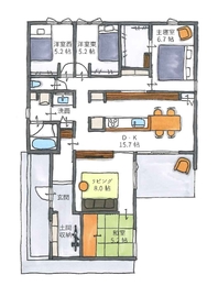 【2024年1月グランドオープン】深谷市長在家（ながざいけ）/平屋モデルハウスの間取り図(1階)