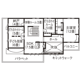 守谷住宅公園　不二建設　モデルハウスの間取り図(2階)