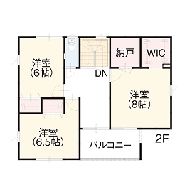 ひたちなか市足崎2号棟｜通年で室内温度差の少ない高性能モデルハウスの間取り図(2階)