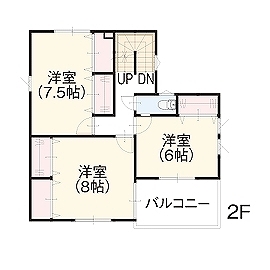鹿嶋市平井11号棟｜パパまるハウス｜通年で室内温度差の少ない高性能モデルハウスの間取り図(2階)