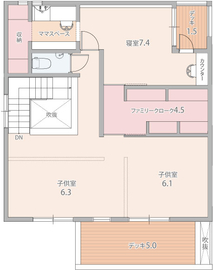 ゼロホーム｜守口展示場「IOTで便利に暮らす　カジラクの家」の間取り図(２階)