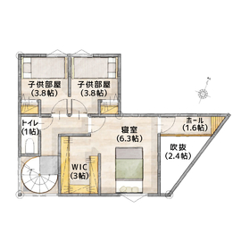 【三洋ハウス】鹿児島市武3丁目モデルハウス （CASA LAFE）の間取り図(2階)