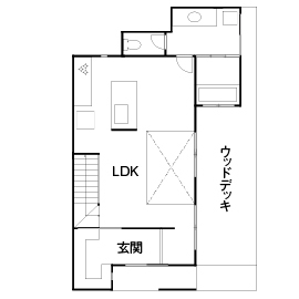 かみえ工務店のモデルハウス「木の香の家」の間取り図(1階)