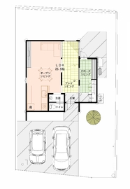 オダケホームのモデルハウス　の間取り図(1階)