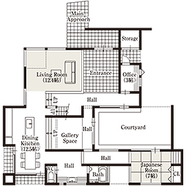 秋田モデルハウスの間取り図(1階)